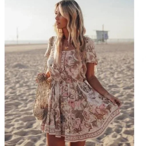 Spell & The Gypsy Jungle Floral boho Mini Dress with Pockets size XS - Picture 6 of 16